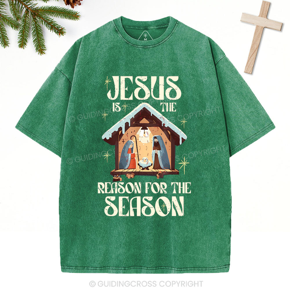 Jesus Is Th Reason For The Season Christian Christmas Washed T-Shirt