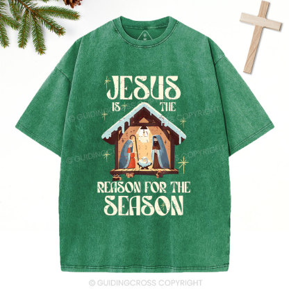 Jesus Is Th Reason For The Season Christian Christmas Washed T-Shirt