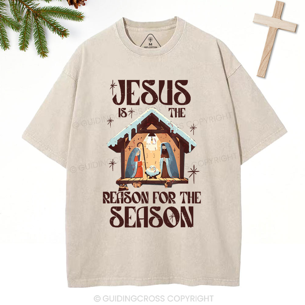Jesus Is Th Reason For The Season Christian Christmas Washed T-Shirt