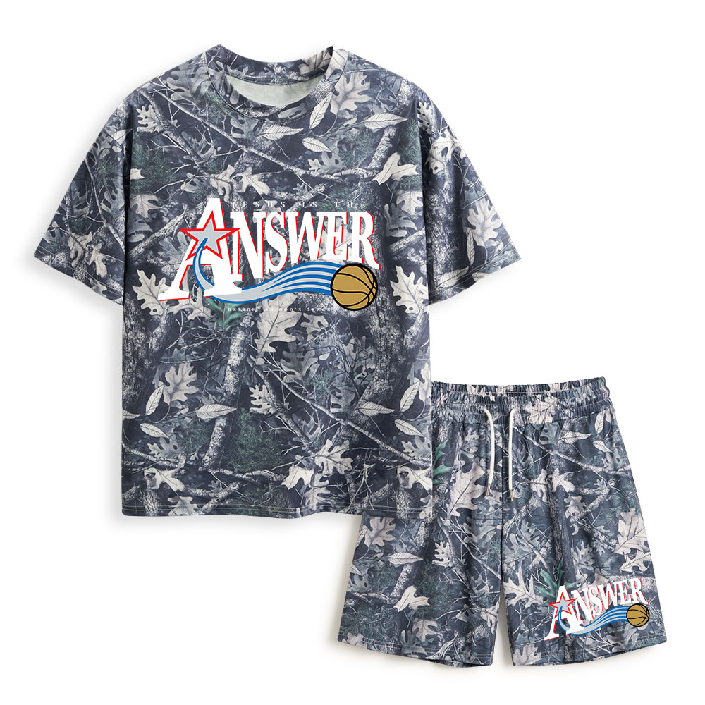Jesus Is The Answer Christian Camo T-Shirt & Shorts