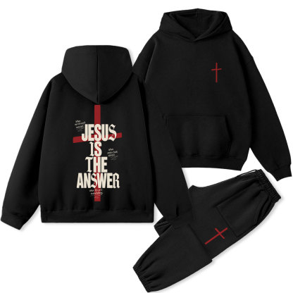 Jesus Is The Answer Christian Premium Fleece Hoodie Set