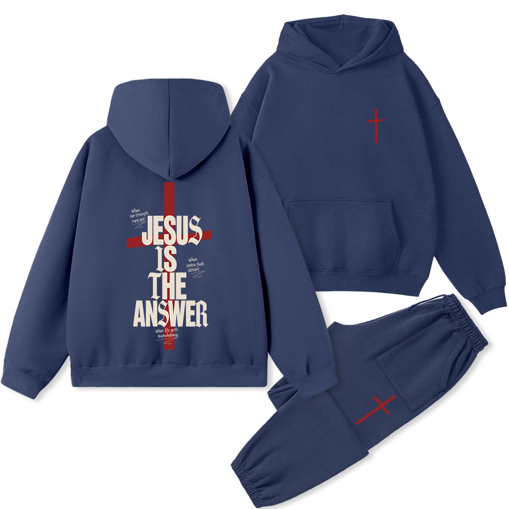 Jesus Is The Answer Christian Premium Fleece Hoodie Set