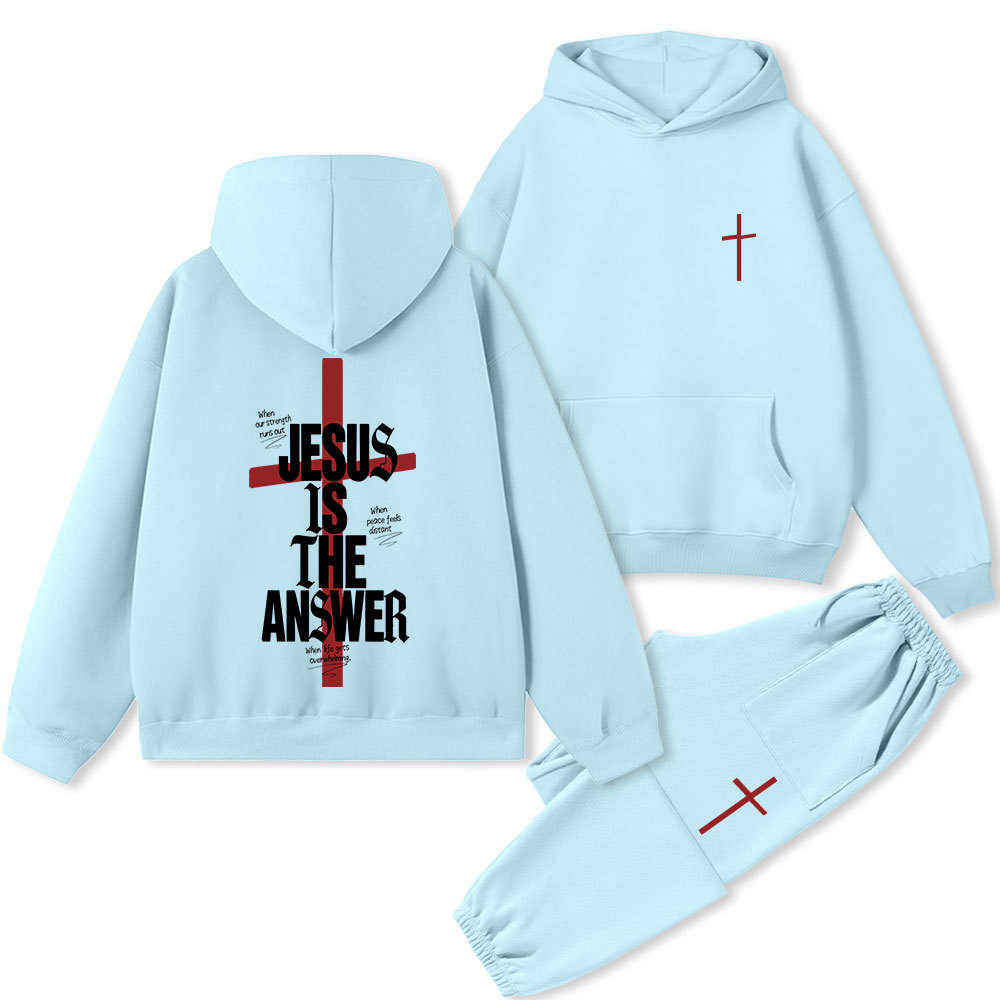 Jesus Is The Answer Christian Premium Fleece Hoodie Set