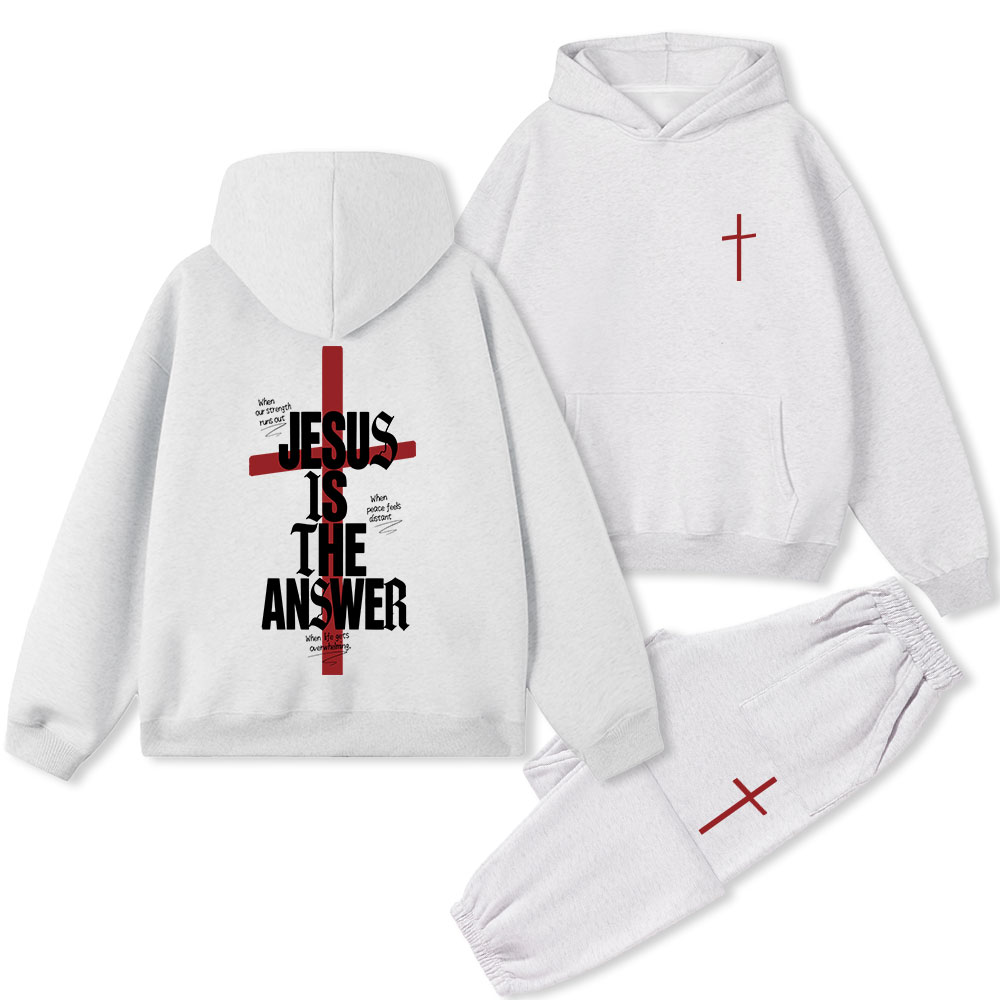 Jesus Is The Answer Christian Premium Fleece Hoodie Set