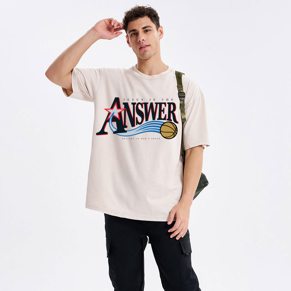 Jesus Is The Answer Christian Washed T-Shirt
