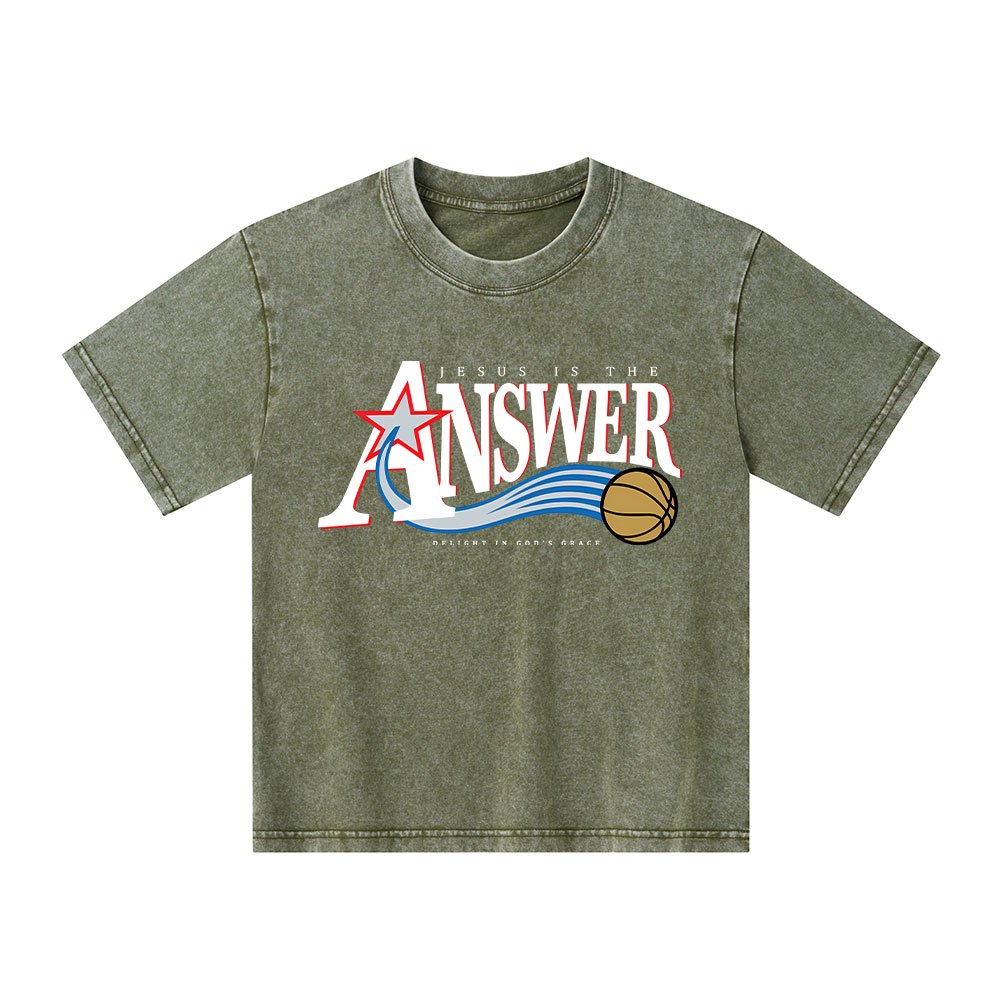 Jesus Is The Answer Kid Washed T-Shirt