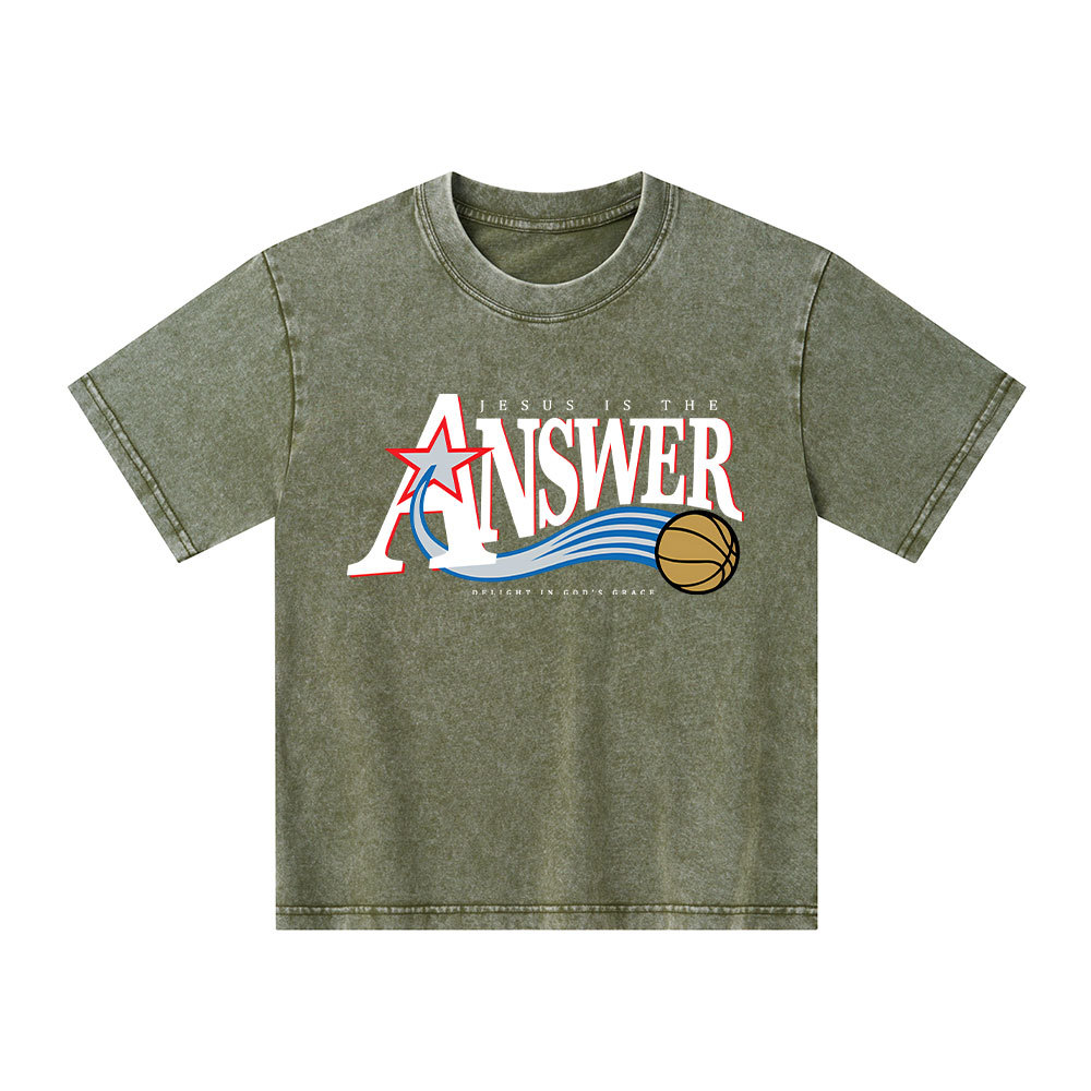 Jesus Is The Answer Kid Washed T-Shirt