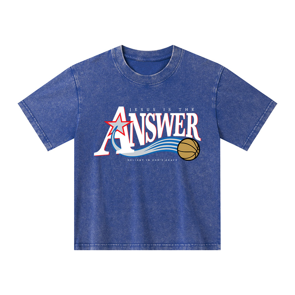 Jesus Is The Answer Kid Washed T-Shirt