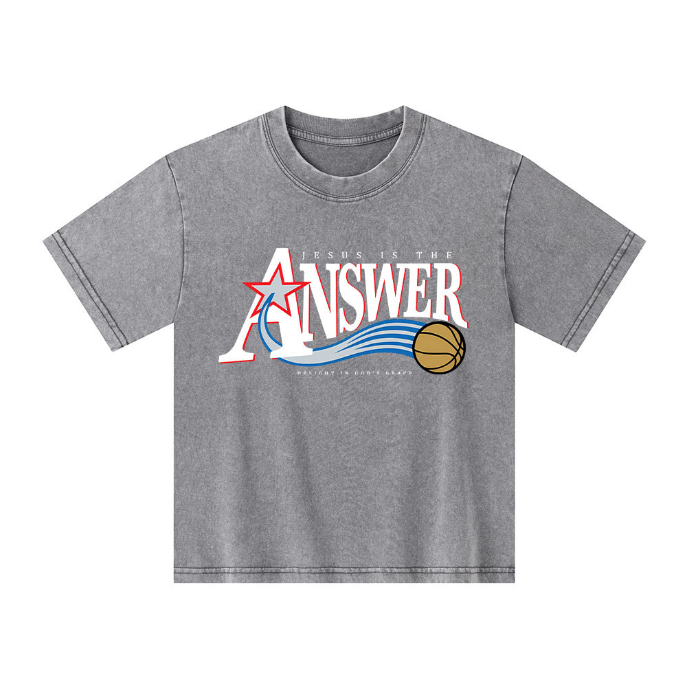 Jesus Is The Answer Kid Washed T-Shirt