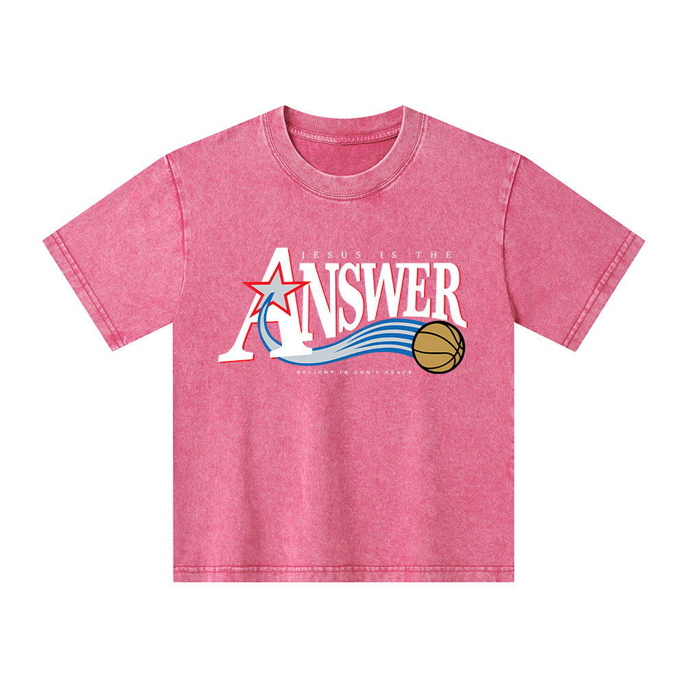 Jesus Is The Answer Kid Washed T-Shirt