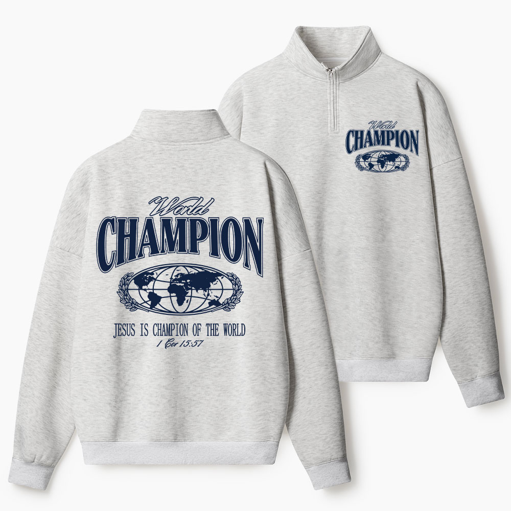 Jesus Is The Champion Christian Half Zip Fleece Sweatshirt 