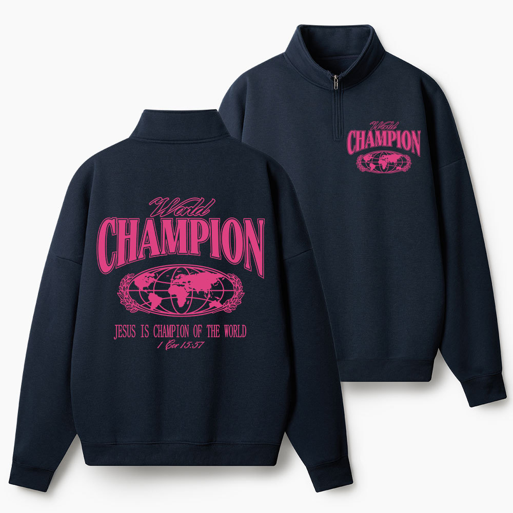 Jesus Is The Champion Christian Half Zip Fleece Sweatshirt 