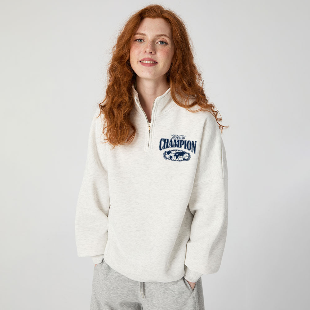 Jesus Is The Champion Christian Half Zip Fleece Sweatshirt 