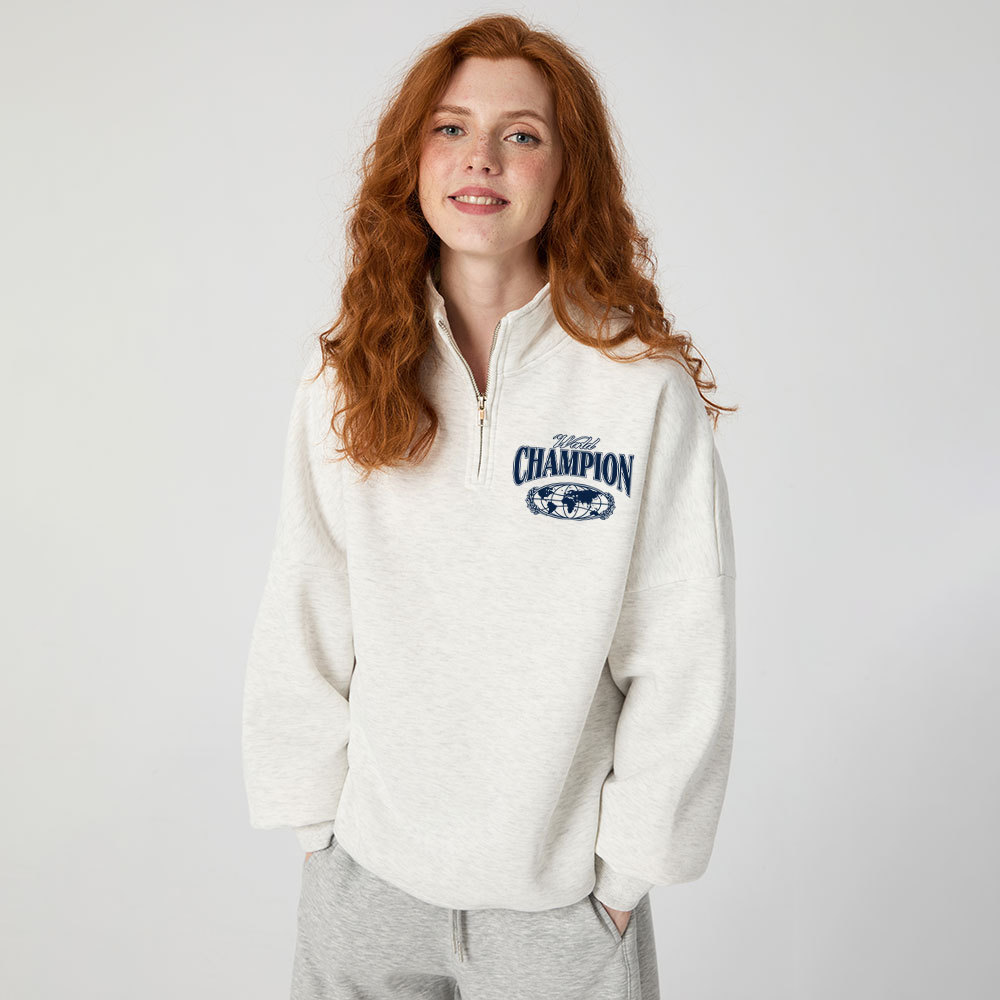 Jesus Is The Champion Christian Half Zip Fleece Sweatshirt 