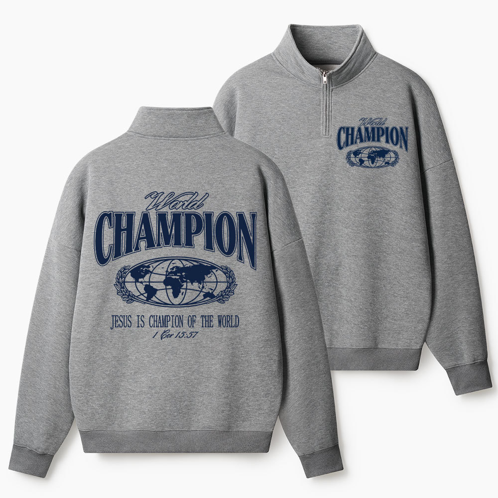 Jesus Is The Champion Christian Half Zip Fleece Sweatshirt 