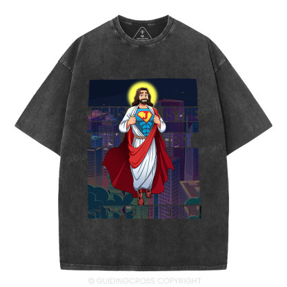 Jesus Is The Greatest Superhero Christian Washed T-Shirt