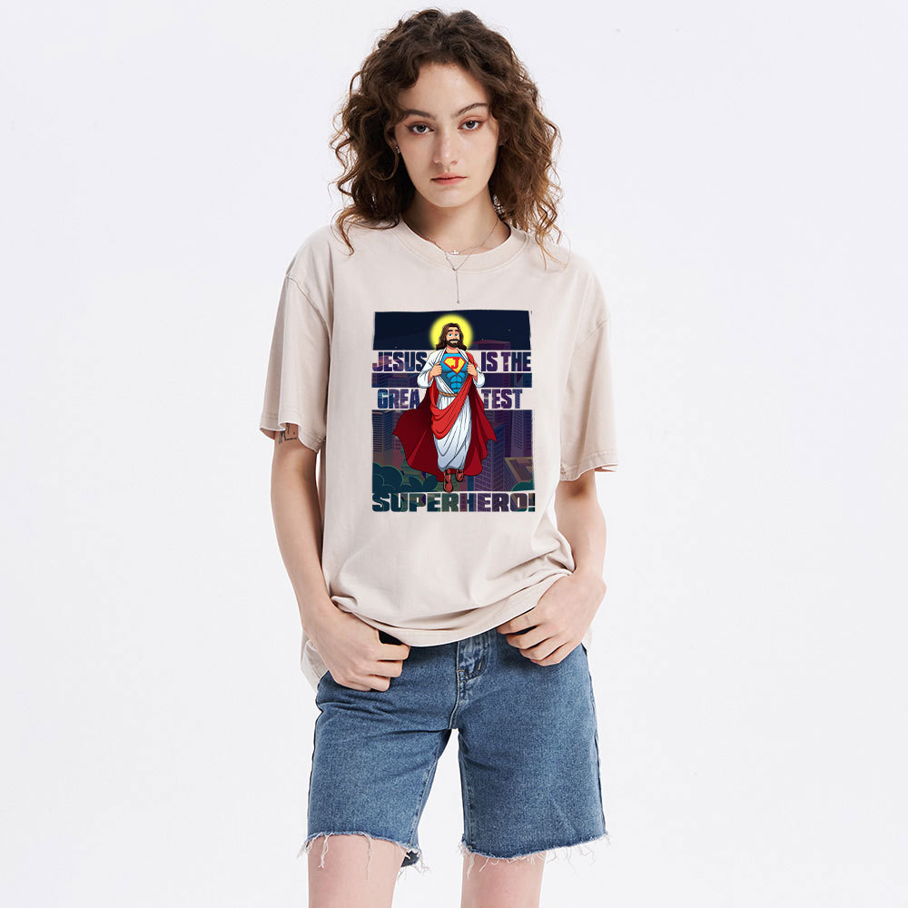 Jesus Is The Greatest Superhero Christian Washed T-Shirt