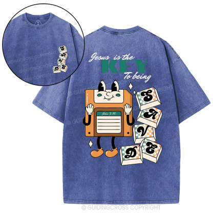 Jesus Is The Key To Being Saved  Christian Washed T-Shirt