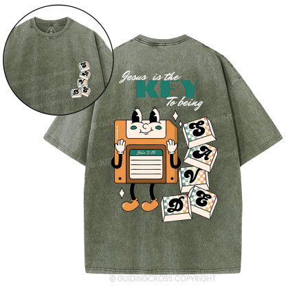 Jesus Is The Key To Being Saved  Christian Washed T-Shirt