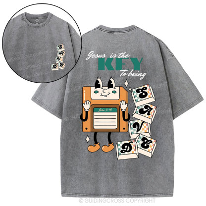 Jesus Is The Key To Being Saved  Christian Washed T-Shirt