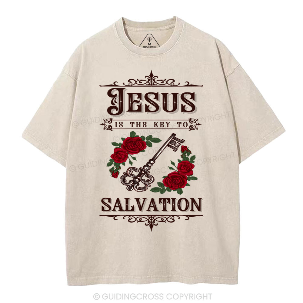 Jesus Is The Key To Salvation Christian Washed T-Shirt