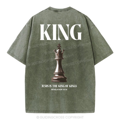 Jesus Is The King Of Kings Christian Washed T-Shirt