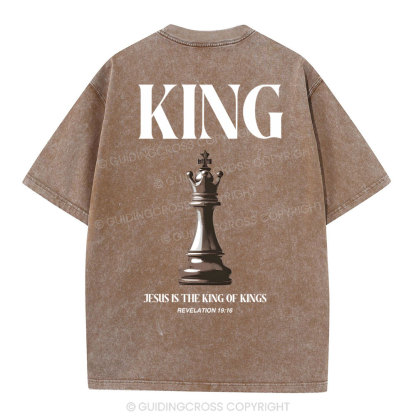 Jesus Is The King Of Kings Christian Washed T-Shirt