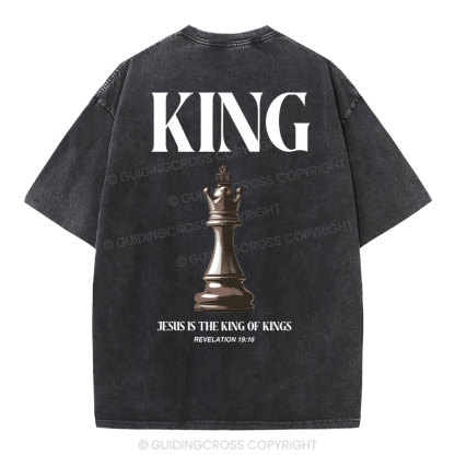 Jesus Is The King Of Kings Christian Washed T-Shirt