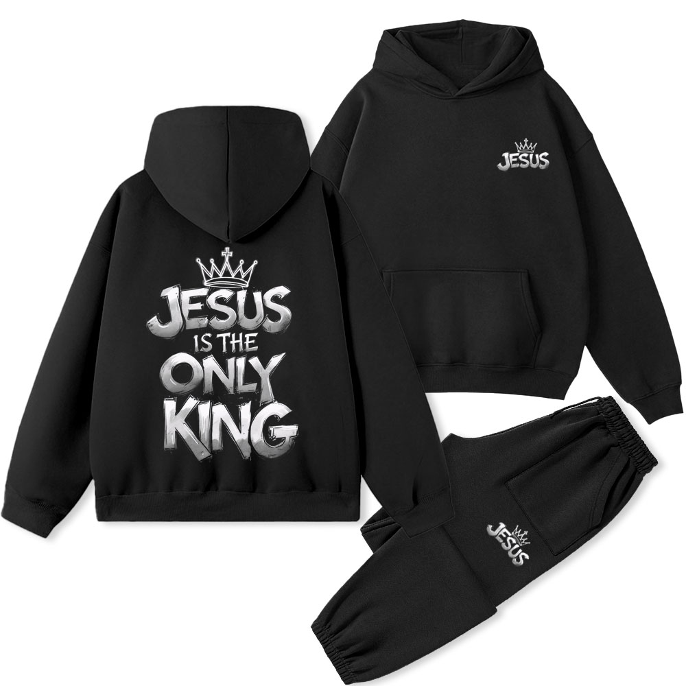 Jesus Is The Only King Christian Premium Fleece Hoodie Set