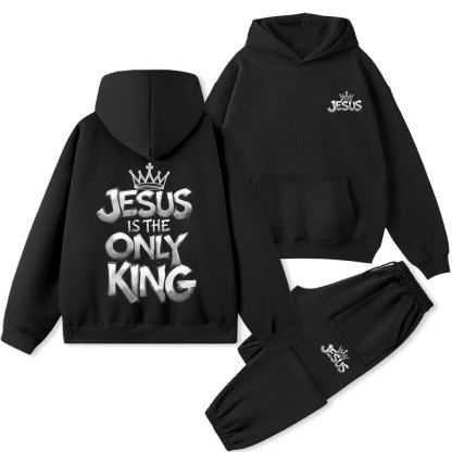 Jesus Is The Only King Christian Premium Fleece Hoodie Set