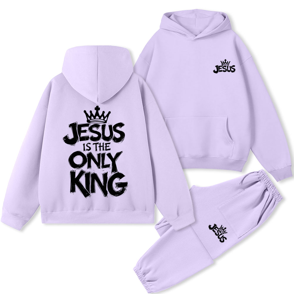 Jesus Is The Only King Christian Premium Fleece Hoodie Set