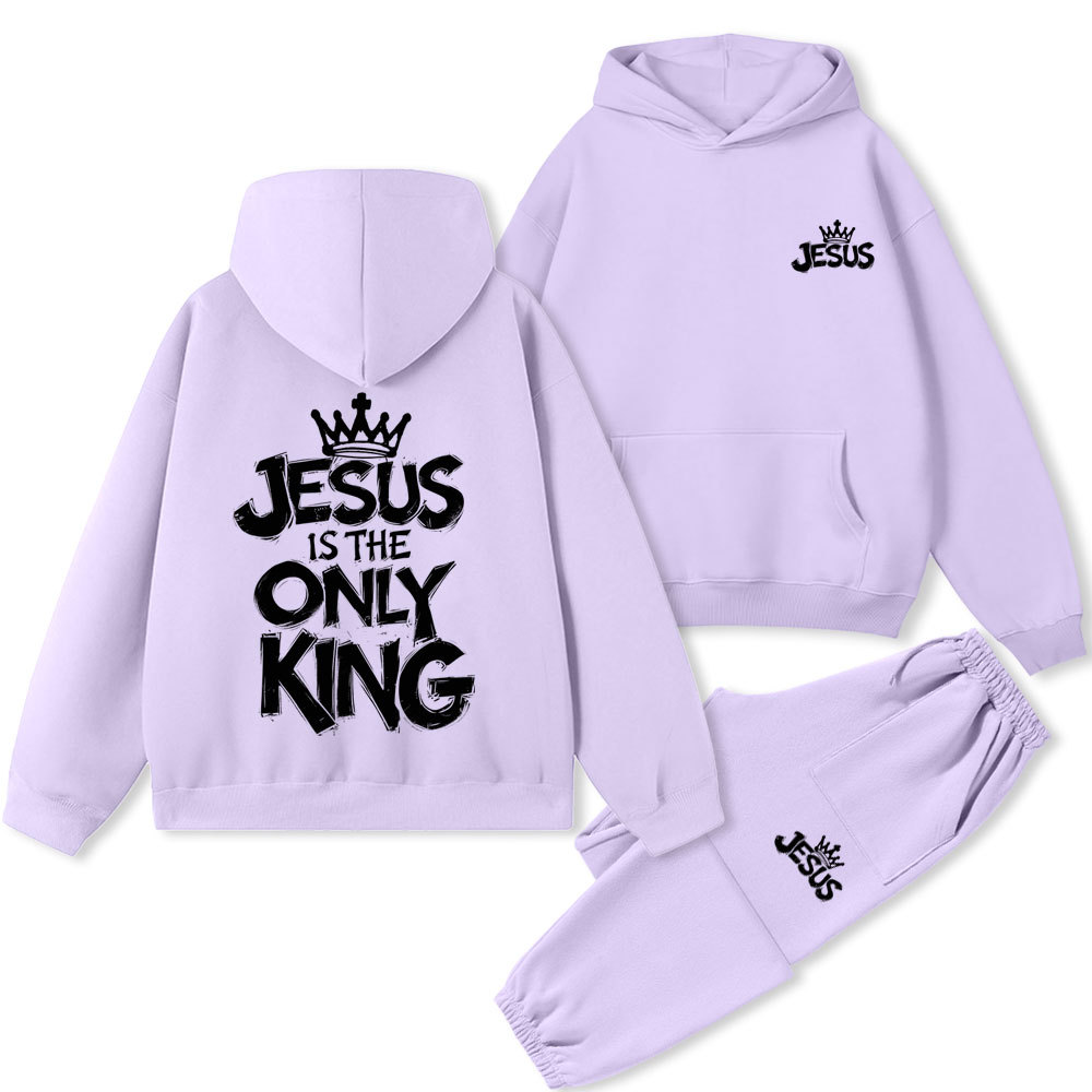 Jesus Is The Only King Christian Premium Fleece Hoodie Set