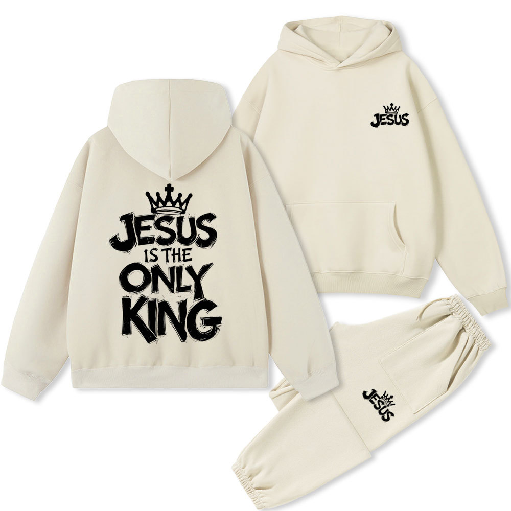 Jesus Is The Only King Christian Premium Fleece Hoodie Set