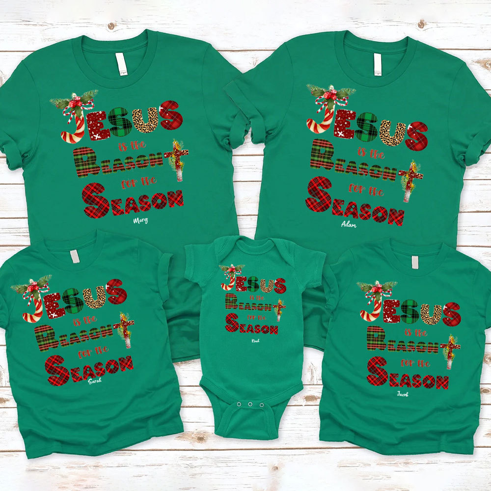 Personalized Jesus Is The Reason And Season Christmas Family Matching Shirts