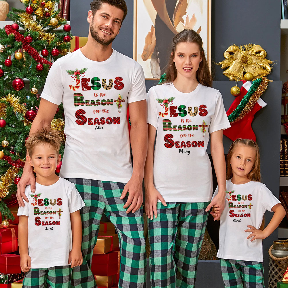 Personalized Jesus Is The Reason And Season Christmas Family Matching Shirts