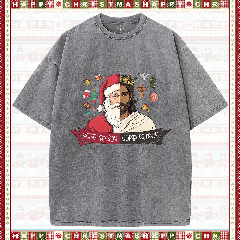 Jesus Is The Reason Christian Christmas Washed T-Shirt
