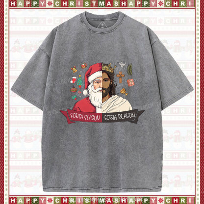 Jesus Is The Reason Christian Christmas Washed T-Shirt