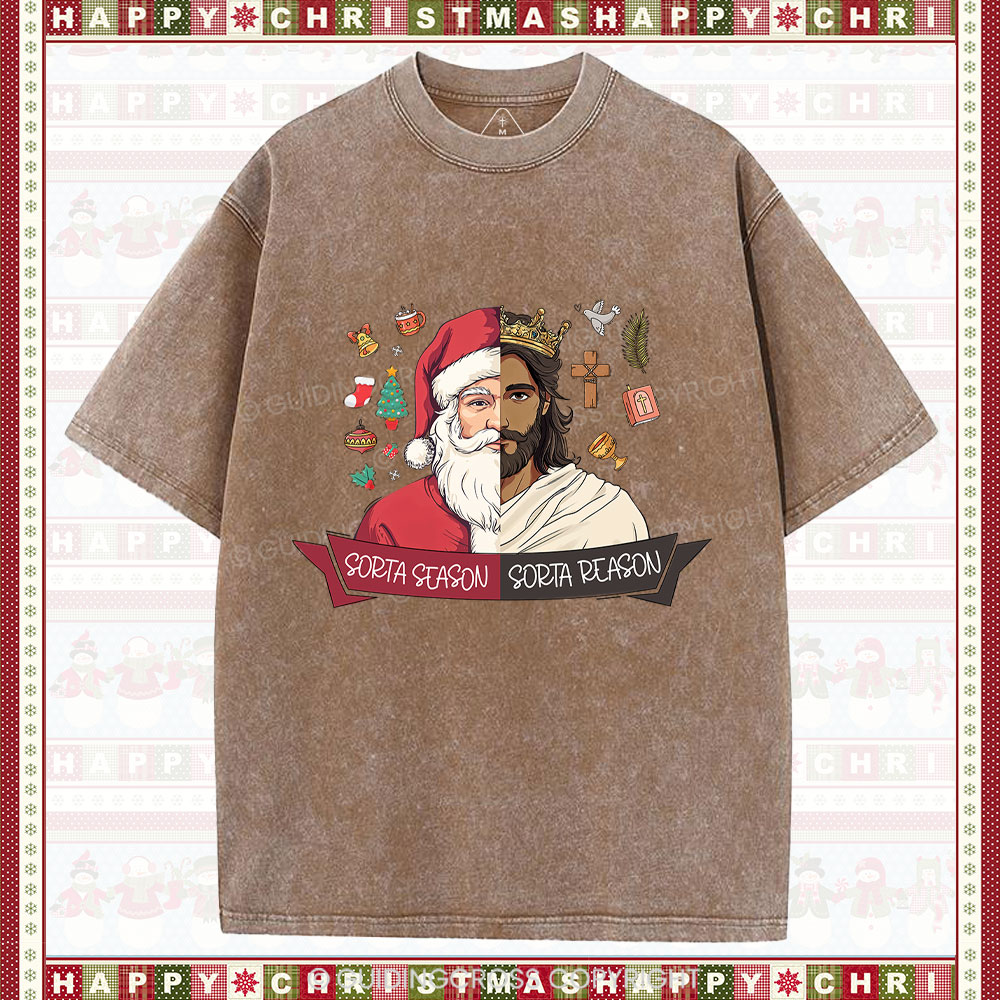 Jesus Is The Reason Christian Christmas Washed T-Shirt