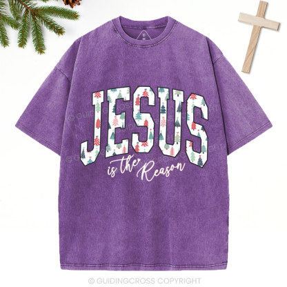 Jesus Is The Reason Christian Christmas Washed T-Shirt