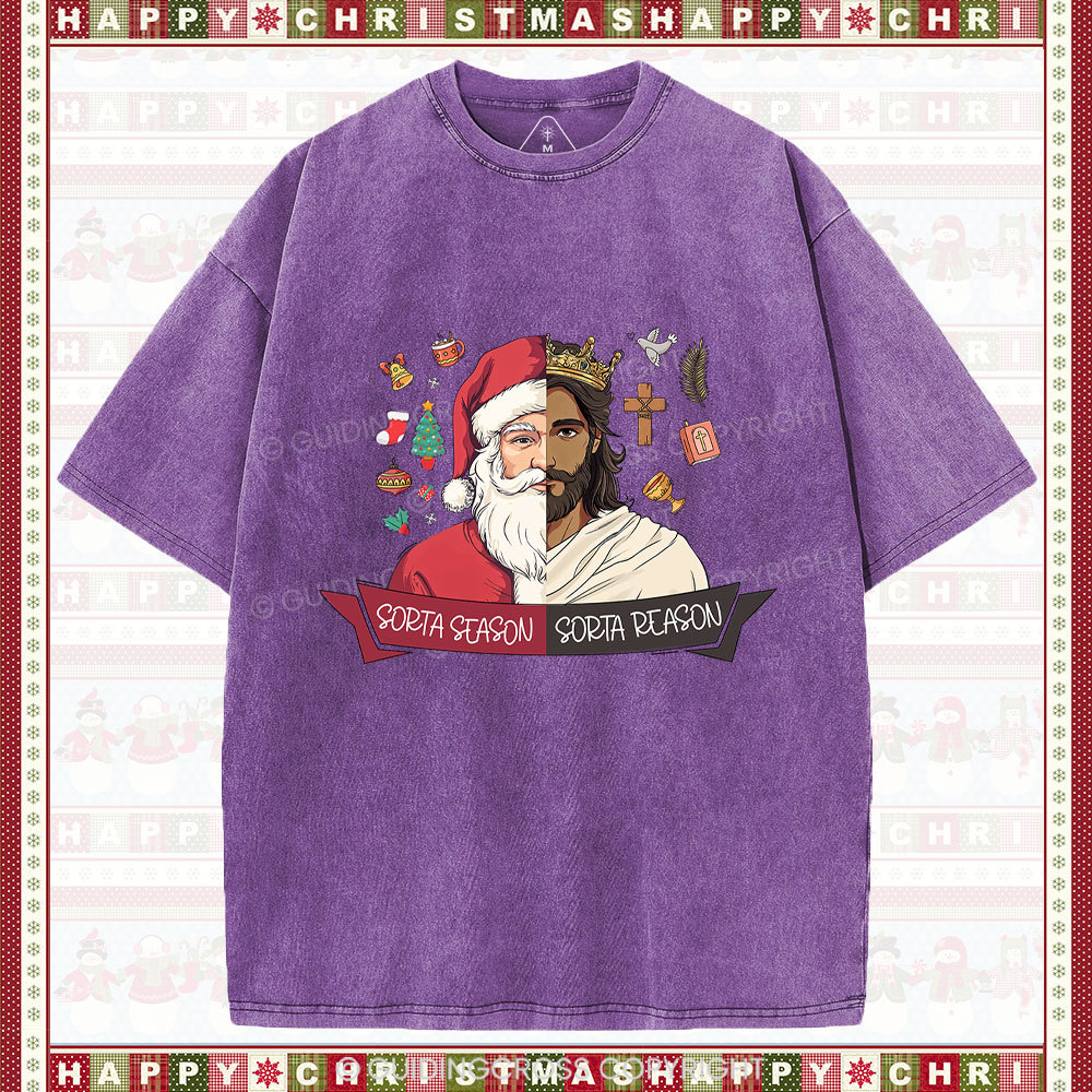 Jesus Is The Reason Christian Christmas Washed T-Shirt