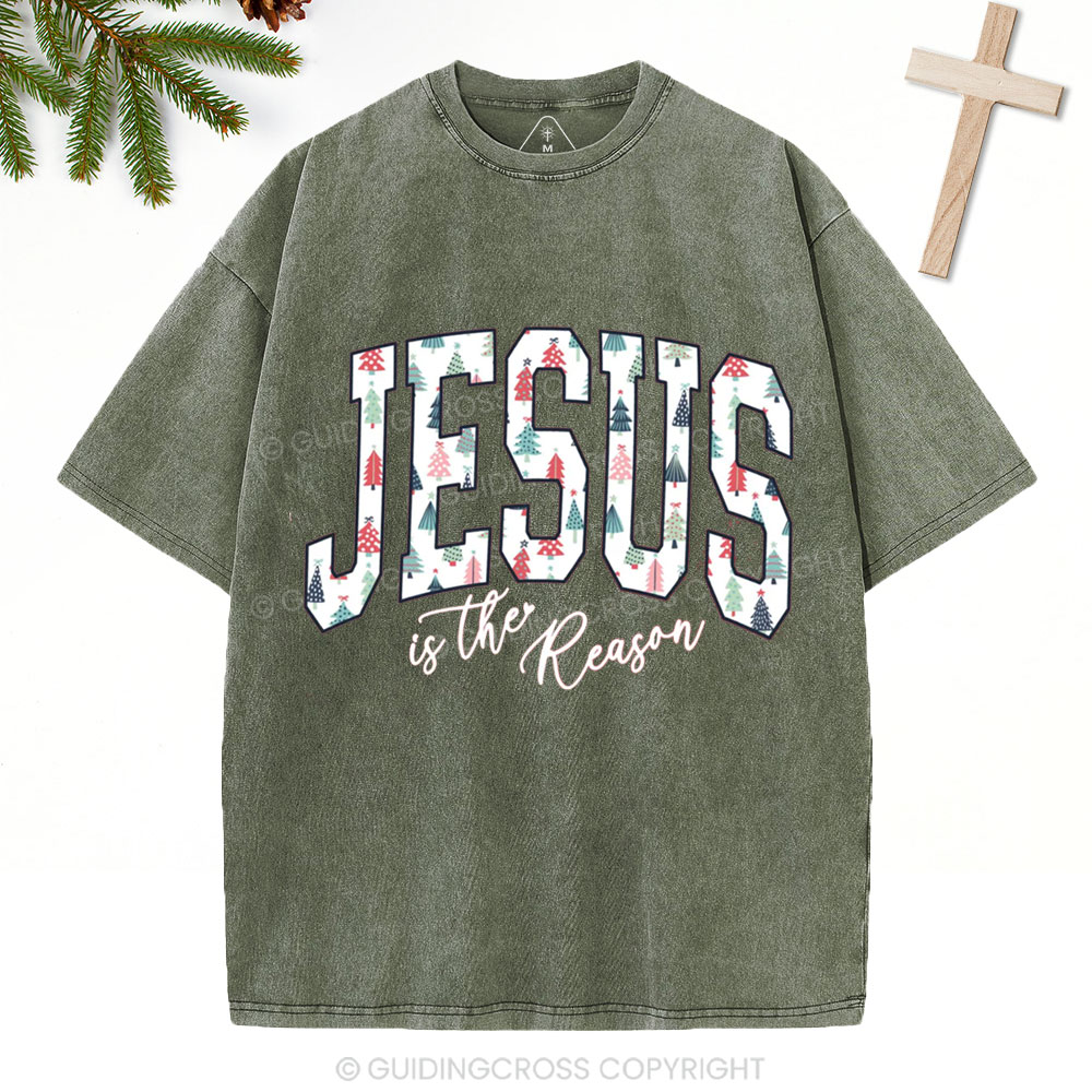 Jesus Is The Reason Christian Christmas Washed T-Shirt