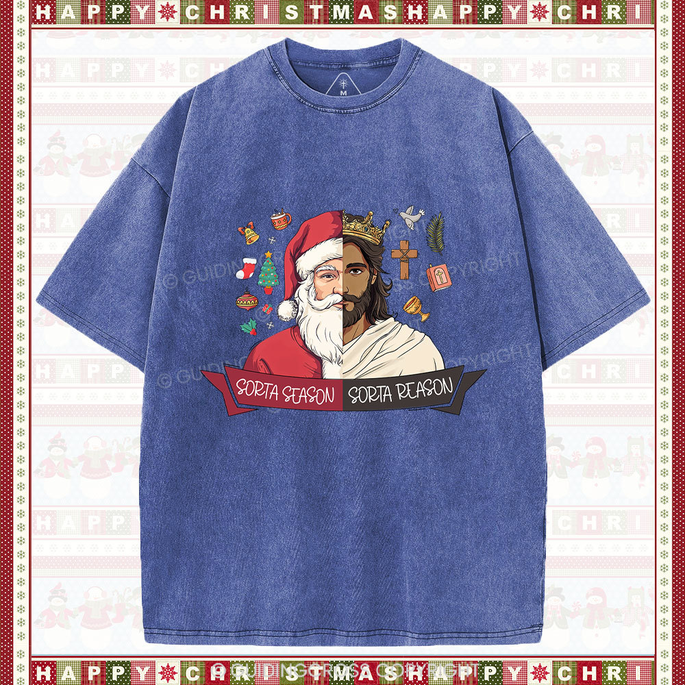 Jesus Is The Reason Christian Christmas Washed T-Shirt
