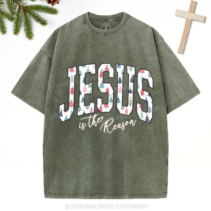 Jesus Is The Reason Christian Christmas Washed T-Shirt
