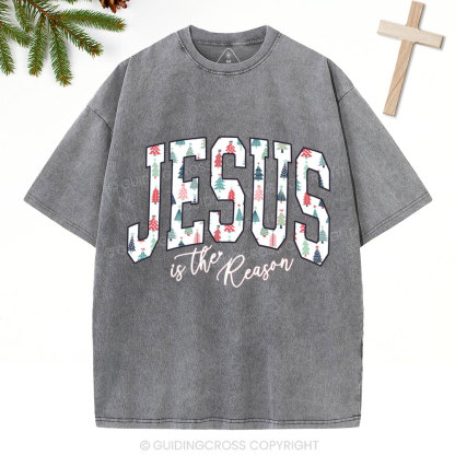 Jesus Is The Reason Christian Christmas Washed T-Shirt