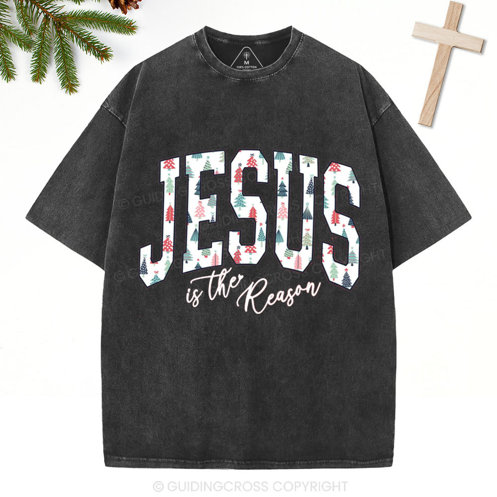 Jesus Is The Reason Christian Christmas Washed T-Shirt