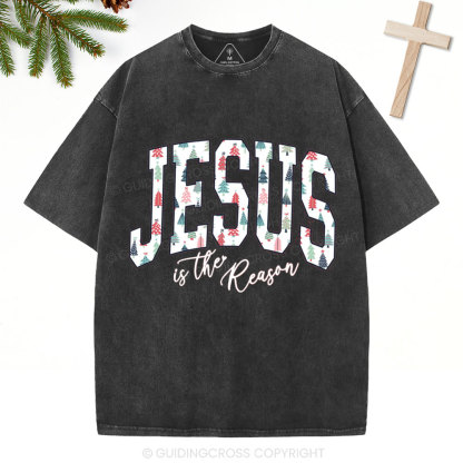 Jesus Is The Reason Christian Christmas Washed T-Shirt