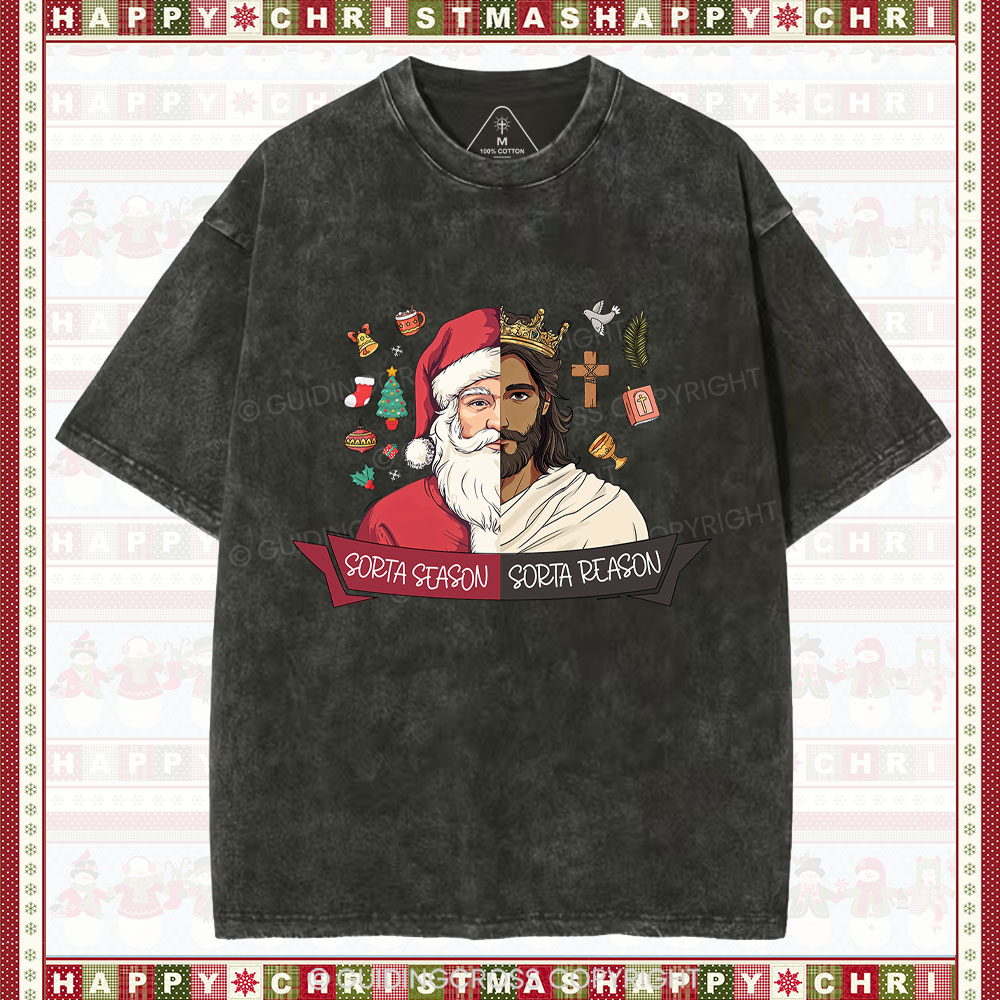 Jesus Is The Reason Christian Christmas Washed T-Shirt