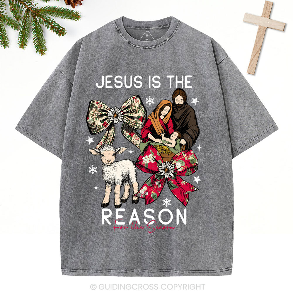 Jesus Is The Reason Christian Christmas Washed T-Shirt