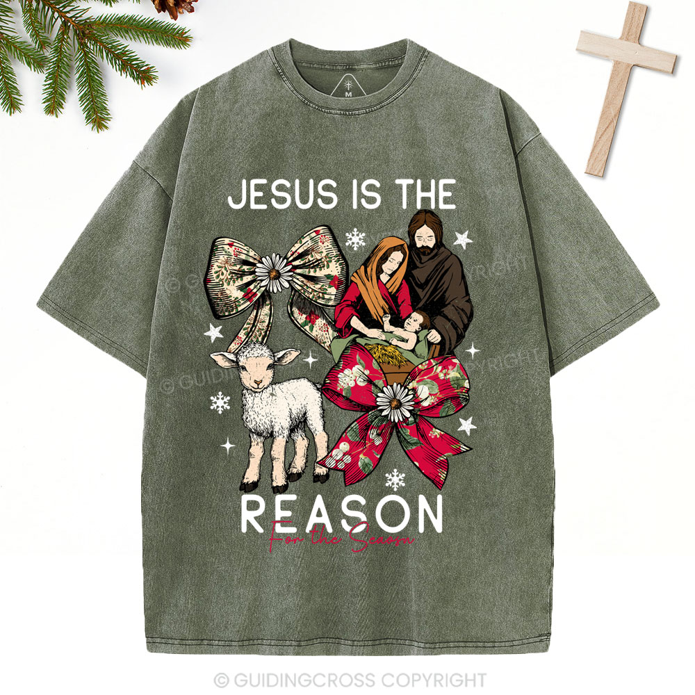 Jesus Is The Reason Christian Christmas Washed T-Shirt
