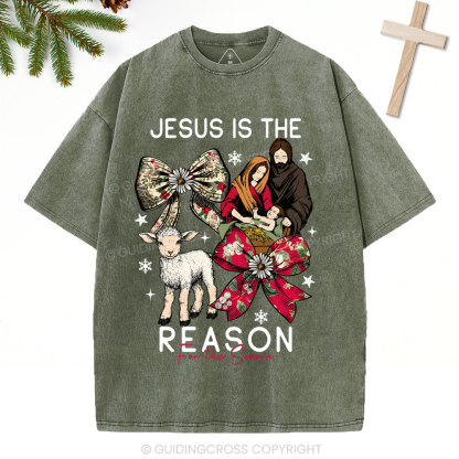 Jesus Is The Reason Christian Christmas Washed T-Shirt